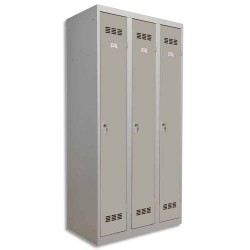 PIERRE HENRY Vestiaire métal industrie propre 3 casiers largeur 90 cm gris perle