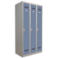PIERRE HENRY Vestiaire métal industrie propre 3 casiers largeur 90 cm gris perle bleu
