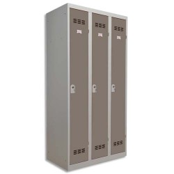 PIERRE HENRY Vestiaire métal industrie propre 3 casiers largeur 90 cm gris perle basalte