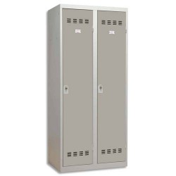 PIERRE HENRY Vestiaire métal industrie sale 2 casiers largeur 80 cm gris perle