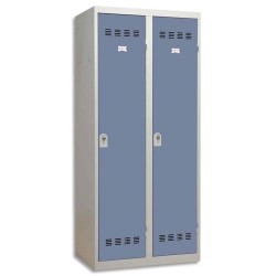 PIERRE HENRY Vestiaire métal industrie sale 2 casiers largeur 80 cm gris perle bleu