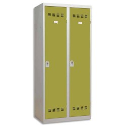 PIERRE HENRY Vestiaire métal industrie sale 2 casiers largeur 80 cm gris perle anis