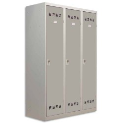 PIERRE HENRY Vestiaire métal industrie sale 3 casiers largeur 120 cm gris perle