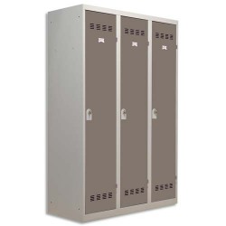 PIERRE HENRY Vestiaire métal industrie sale 3 casiers largeur 120 cm gris perle basalte