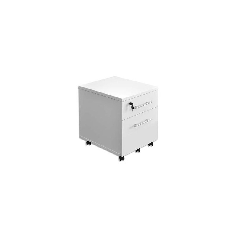 MT INTERNATIONAL Caisson mobile 2 tiroirs MT1 élégance coloris blanc - Dimensions : L42 x H54 x P50 cm