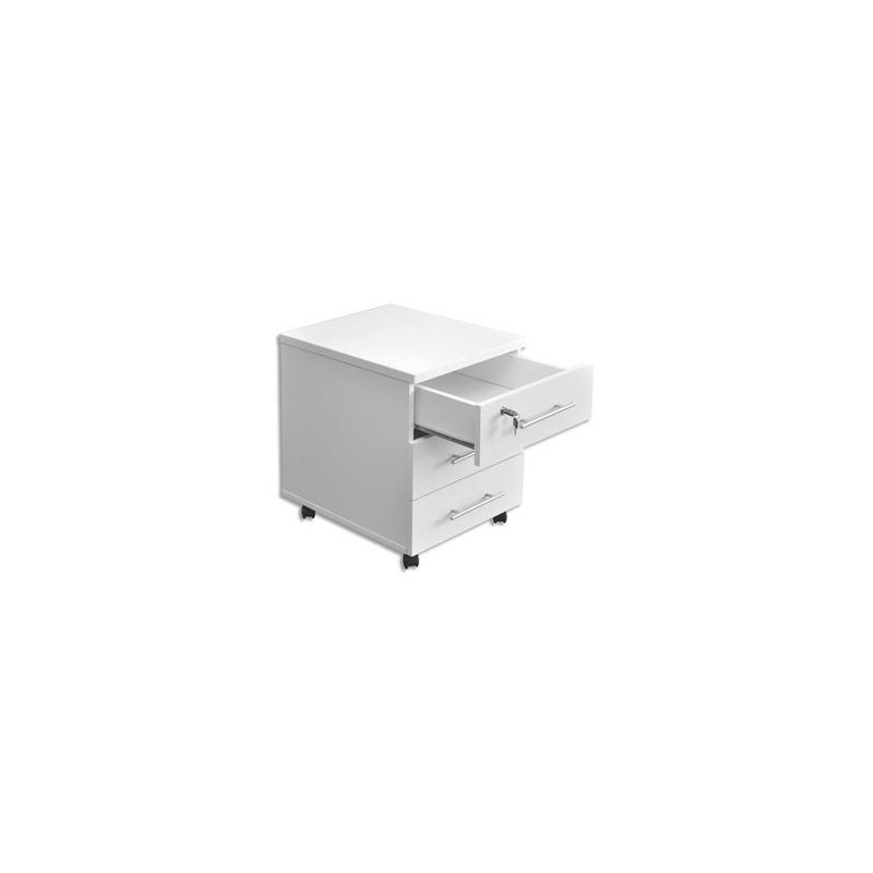 MT INTERNATIONAL Caisson mobile 3 tiroirs MT1 élégance coloris blanc - Dimensions : L42 x H54 x P50 cm