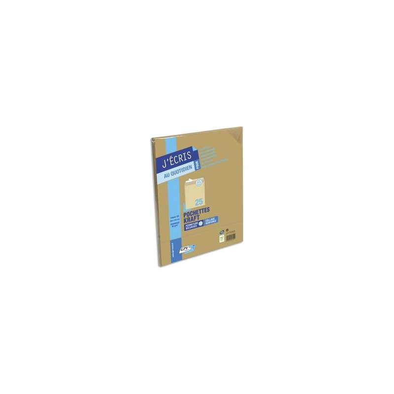 GPV Paquet de 25 pochettes kraft brun auto-adhésives 90g format 24 260 x 330 mm