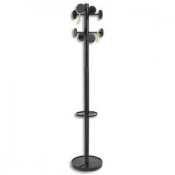 ALBA Portemanteau Stan3 en métal et ABS, 8 patères-galets, porte-papapluie - Socle D38, H176 cm noir