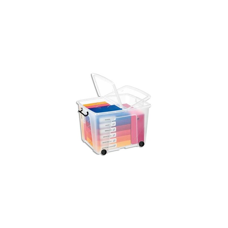 CEP Boîte de rangement Smart Box Strata avec couvercle clipsé et roues dim int.38x48x37cm transparent 75L CEP Boîte de rangement Smart Box Strata avec couvercle clipsé et roues dim int.38x48x37cm transparent 75L