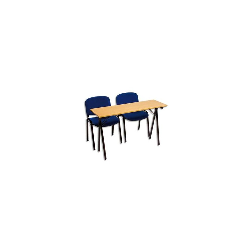 SODEMATUB Table formation séminaire hêtre pietement noir 2 places 120x40cm SODEMATUB Table formation séminaire hêtre pietement noir 2 places 120x40cm