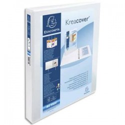 EXACOMPTA Classeur personnalisable KREACOVER 3 faces 4 anneaux Ø25 mm en D. En polypropylène blanc.