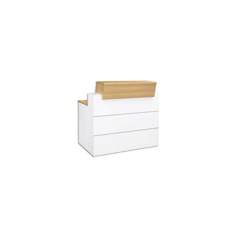 GAUTIER Banque d'accueil L120 cm Sunday - Dimensions L120 x H110/74 x P83 cm coloris chêne