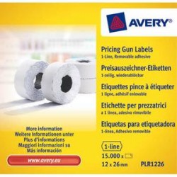 AVERY Boîte de 10 rouleaux de 1500 étiquettes 1 ligne (8 caractères) blanches adhésif amovible PLR1226