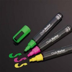 SIGEL Pochette 3 marqueurs craie liquide50, pte biseautée,effaçable sur toutes surfaces vitrées, assortis