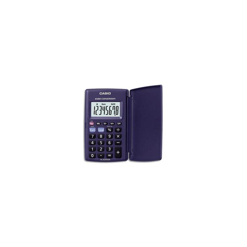 CASIO Calculatrice de poche étui rigide conversion euro 8 chiffres HL820VER CASIO Calculatrice de poche étui rigide conversion euro 8 chiffres HL820VER