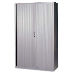 MT INTERNATIONAL Armoire haute métal monobloc Corps et Rideaux silver 4 tablettes -Dim. 120x198x43cm