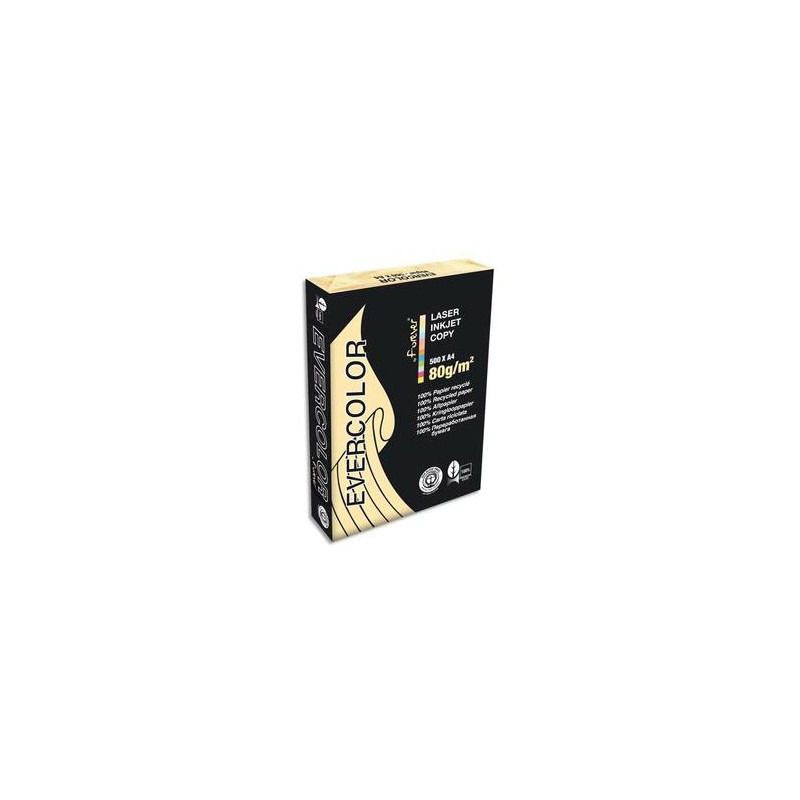 CLAIREFONTAINE Ramette de 500 feuilles papier couleur recyclé EVERCOLOR 80gr format A4 ivoire 40259 CLAIREFONTAINE Ramette de 500 feuilles papier couleur recyclé EVERCOLOR 80gr format A4 ivoire 40259