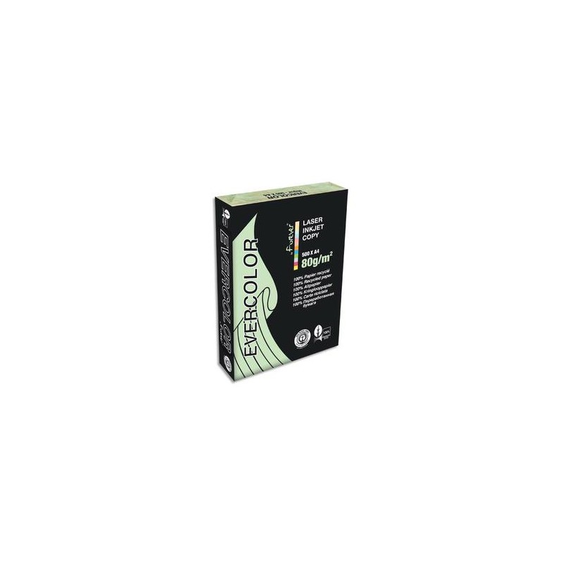 CLAIREFONTAINE Ramette de 500 feuilles papier couleur recyclé EVERCOLOR 80gr format A4 vert clair 40004 CLAIREFONTAINE Ramette de 500 feuilles papier couleur recyclé EVERCOLOR 80gr format A4 vert clair 40004