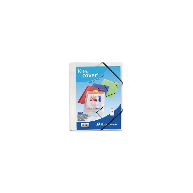 EXACOMPTA Chemise personnalisable 1 face à élastique polypro KREACOVER coloris blanc transparent EXACOMPTA Chemise personnalisable 1 face à élastique polypro KREACOVER coloris blanc transparent