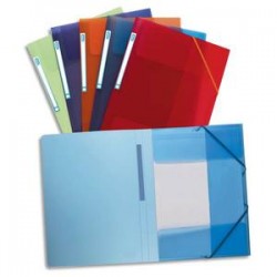 ELBA Lot de 10 chemises 3 rabats élastique PP 5/10e coloris assortis translucide
