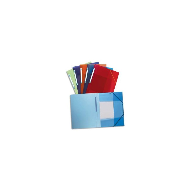 ELBA Lot de 10 chemises 3 rabats élastique PP 5/10e coloris assortis translucide ELBA Lot de 10 chemises 3 rabats élastique PP 5/10e coloris assortis translucide