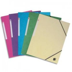 5 ETOILES Lot de 10 chemises 3 rabats à élastique en carte lustrée 5/10e, 390g. Assortis pastel.