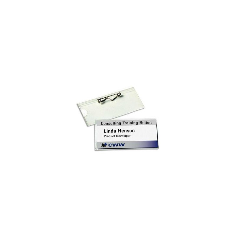 AVERY Boite de 100 portes-badge épingle 4x7,5 cm plastique souple transparent + 108 inserts microperforés AVERY Boite de 100 portes-badge épingle 4x7,5 cm plastique souple transparent + 108 inserts microperforés
