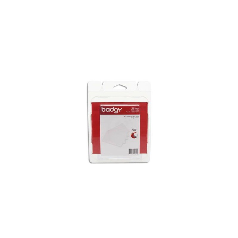 EVOLIS Badgy Lot de 100 cartes PVC épaisses (30mil - 0,76mm) CBGC0030W