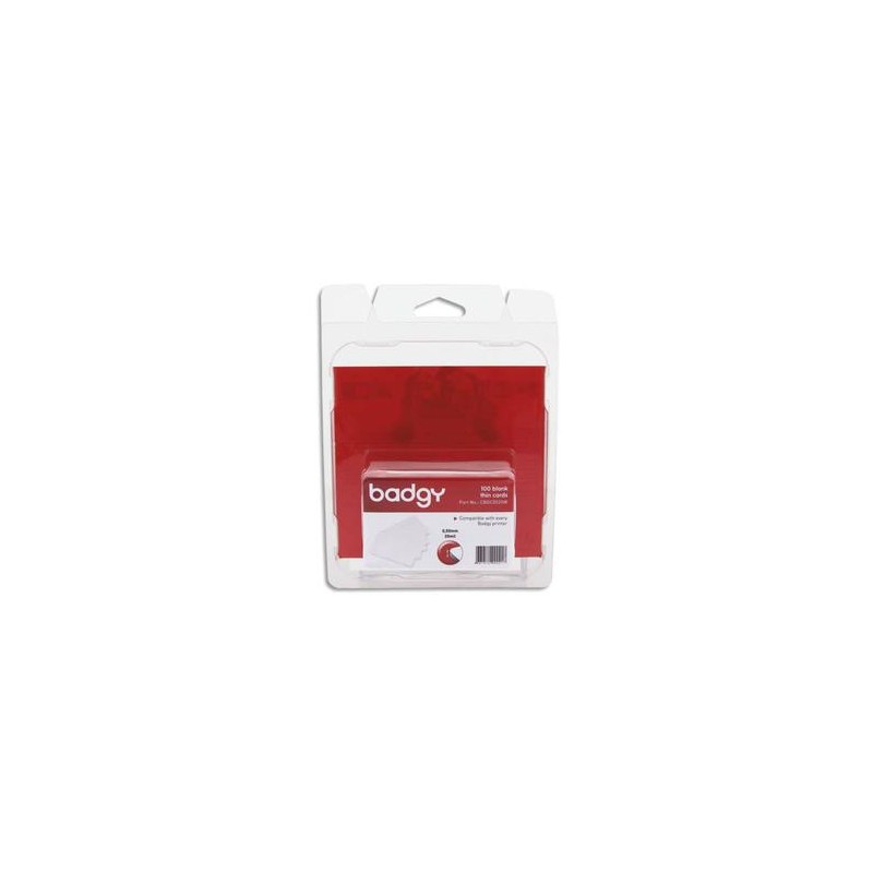 EVOLIS Badgy Lot 100 de cartes PVC fines (20mil - 0,50mm) CBGC0020W
