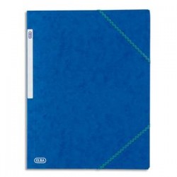 ELBA Chemises 3 rabats à élastiques en carte lustrée 390g. Coloris bleu.