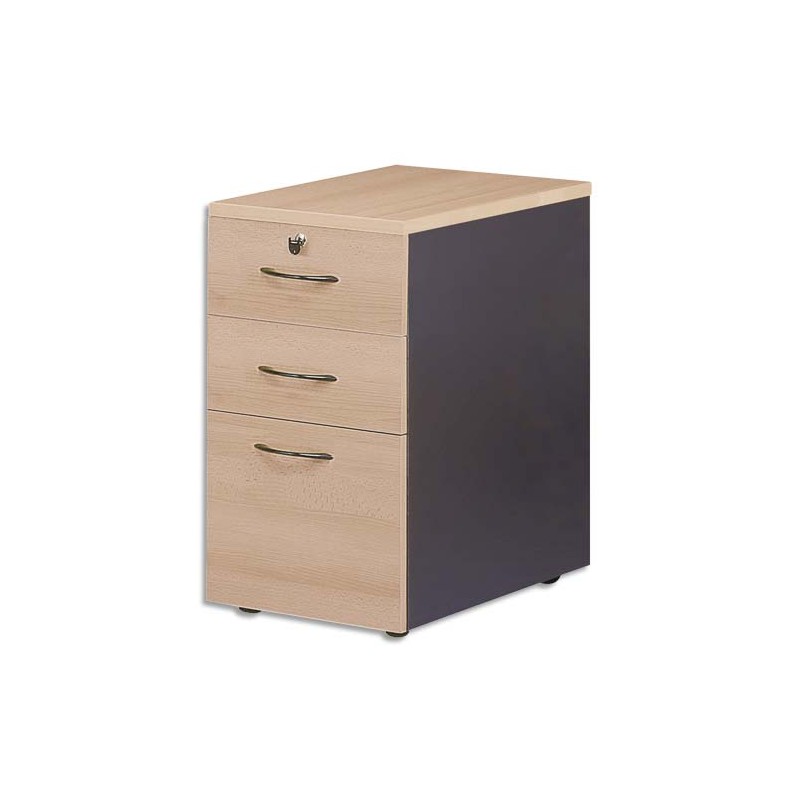 MT INTERNATIONAL Caisson 3 tiroirs hauteur bureau MT3 Confort hêtre anthracite L43 x H74 x P60 cm MT INTERNATIONAL Caisson 3 tiroirs hauteur bureau MT3 Confort hêtre anthracite L43 x H74 x P60 cm