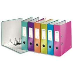 LEITZ Classeur à levier 180° WOW en carton pelliculé, dos 8 cm, coloris assortis