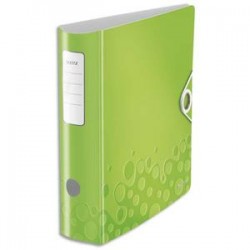 LEITZ Classeur à levier WOW 180° en polypropylène. Dos 75mm. Fermeture par élastique. Coloris vert.