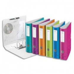 LEITZ Classeur à levier WOW 180° en polypropylène. Dos 75mm. Fermeture par élastique. Coloris assortis.