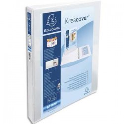 EXACOMPTA Classeur personnalisable KREACOVER 3 faces 4 anneaux Ø20 mm en D. En polypropylène blanc.