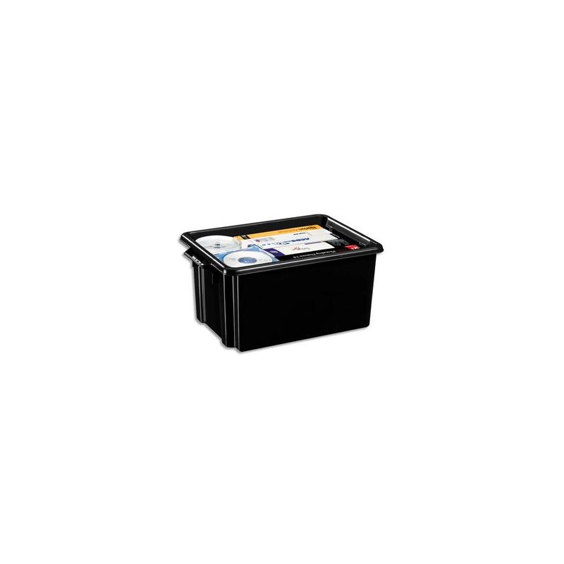 CEP Bac de rangement superposable avec poignée de 32 litres coloris noir CEP Bac de rangement superposable avec poignée de 32 litres coloris noir
