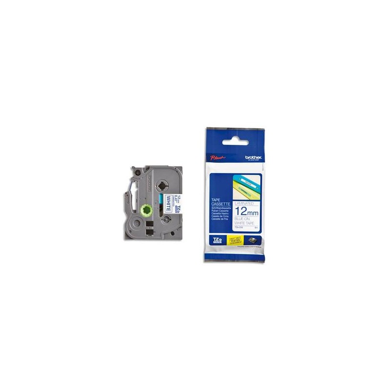 BROTHER Ruban pour PTOUCH laminé bleu/blanc 12mmx8m TZE233 BROTHER Ruban pour PTOUCH laminé bleu/blanc 12mmx8m TZE233