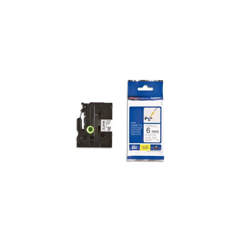 BROTHER Ruban pour PTOUCH flexible laminé noir/blanc 6mmx8m TZEFX211 BROTHER Ruban pour PTOUCH flexible laminé noir/blanc 6mmx8m TZEFX211