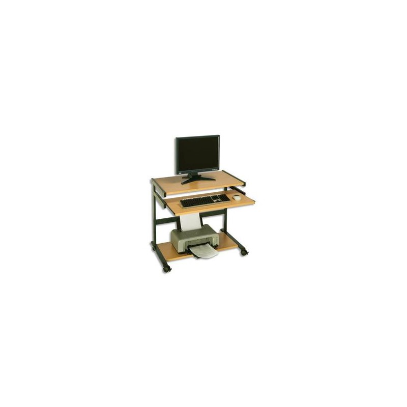 SODEMATUB Poste informatique budget hêtre anthracite 80x50 hauteur 76 cm