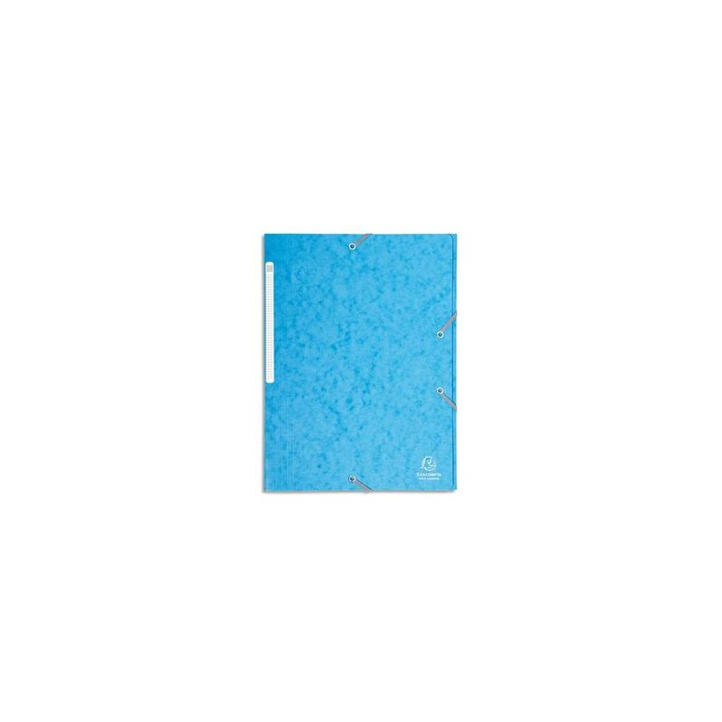 EXACOMPTA Chemise 3 rabats et élastique monobloc , carte lustrée 5/10e azur, élastique fixé devant EXACOMPTA Chemise 3 rabats et élastique monobloc , carte lustrée 5/10e azur, élastique fixé devant