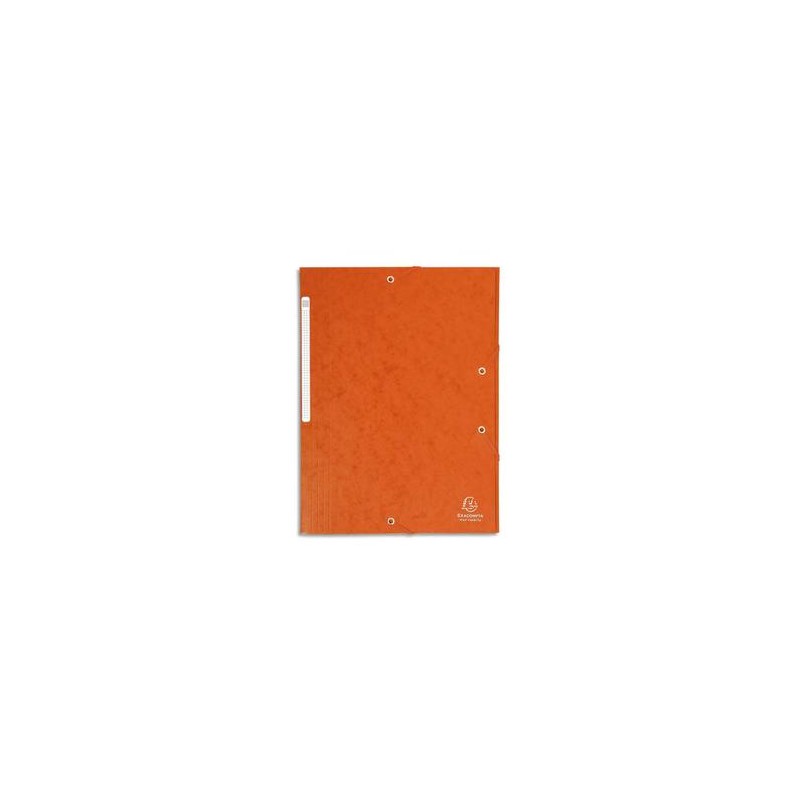 EXACOMPTA Chemise 3 rabats et élastique monobloc , carte lustrée 5/10e orange, élastique fixé devant EXACOMPTA Chemise 3 rabats et élastique monobloc , carte lustrée 5/10e orange, élastique fixé devant