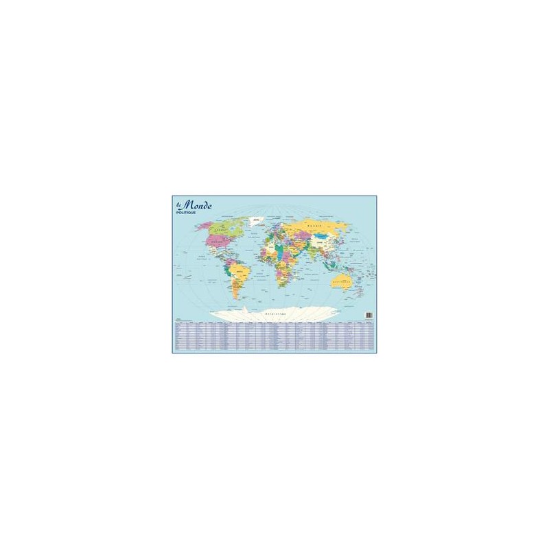 CBG Planisphère Monde Politique mural - Pélliculée format 66 x 84,5 cm - 4 oeillets pour suspension CBG Planisphère Monde Politique mural - Pélliculée format 66 x 84,5 cm - 4 oeillets pour suspension