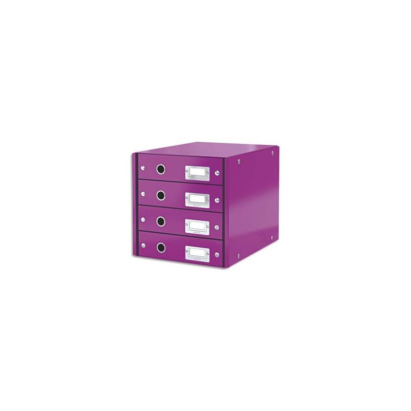 LEITZ Module de classement 4 tiroirs WOW en carton recouvert de polypropylène. Coloris violet. LEITZ Module de classement 4 tiroirs WOW en carton recouvert de polypropylène. Coloris violet.