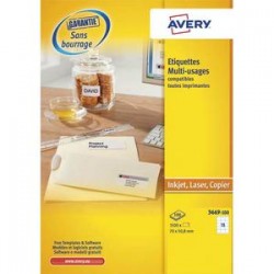 AVERY Boîte de 1500 étiquettes blanches multi usages 70 x 50,8 mm 3669-100