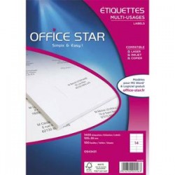 OFFICE STAR Boîte de 1400 étiquettes multi-usage blanches 99,1 x 38,1 mm OS43437