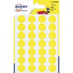 AVERY Sachet de 168 pastilles Ø15 mm. Ecriture manuelle. Coloris jaune.