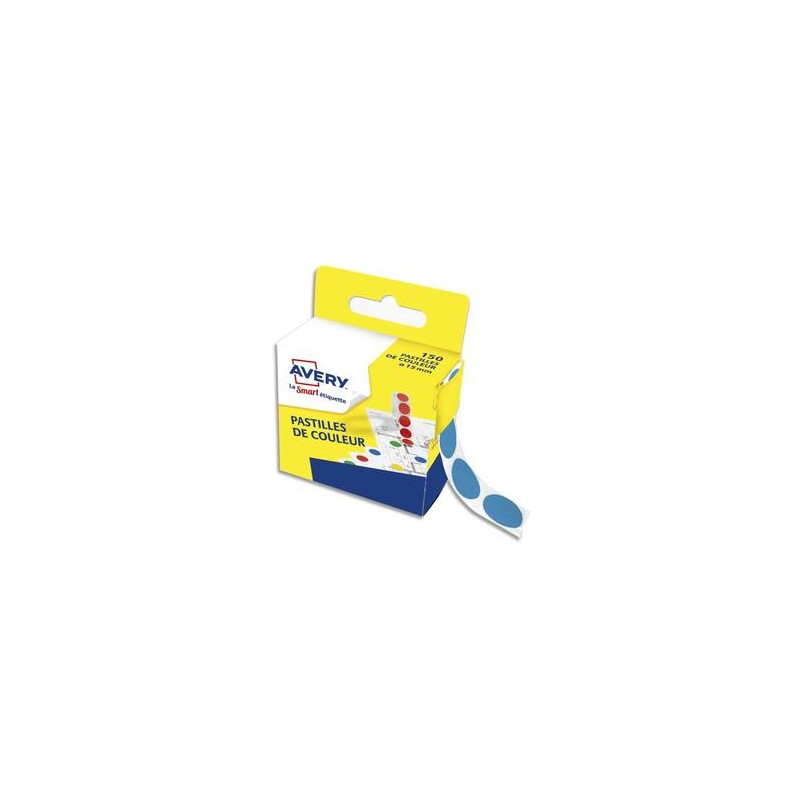 AVERY Boîte distributrice de 150 pastilles adhésives Ø15 mm. Coloris bleu. AVERY Boîte distributrice de 150 pastilles adhésives Ø15 mm. Coloris bleu.