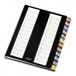 EMEY Trieur alpha-numérique 24 compartiments noir, couverture rigide plastifiée, onglets métalliques