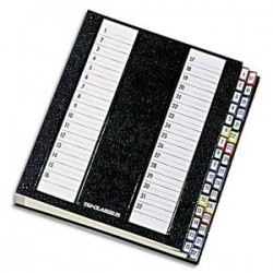EMEY Trieur alphabétique 32 compartiments noir, couverture rigide plastifiée, onglets métalliques