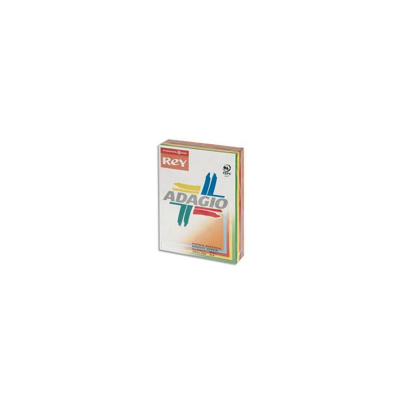 PAPYRUS Ramette 100 feuilles x 5 teintes papier couleur intense ADAGIO assortis intenses A4 80g